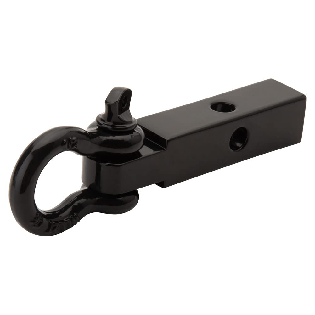 TUSK 1-1/4 inch hitch with shackle front view highlighting rugged steel construction for heavy towing