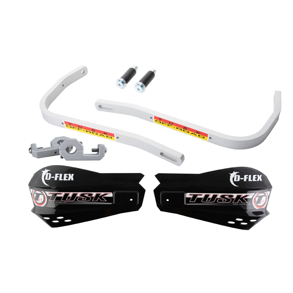 Tusk D-Flex handguards with MX shields provide durable off-road protection.