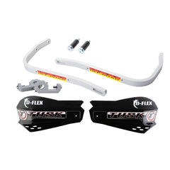 Tusk D-Flex handguards with MX shields provide durable off-road protection.