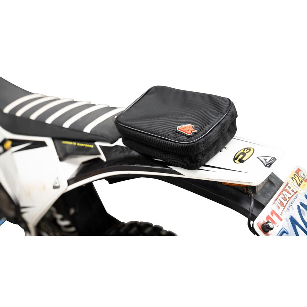 Tusk Fender Pack mount-on-bike on the trail for quick access to tools.