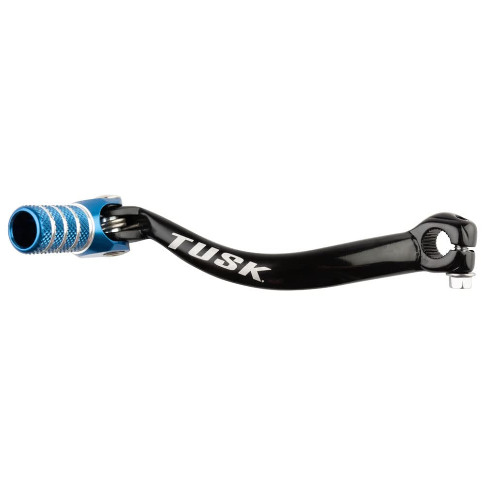Tusk folding shift lever featuring a black body and blue tip for Yamaha YZ125, reliable shifting.