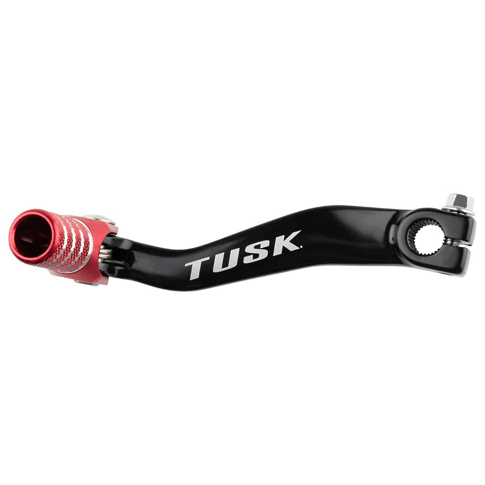 TUSK folding shift lever with black and red tip, side view for precise shifting.