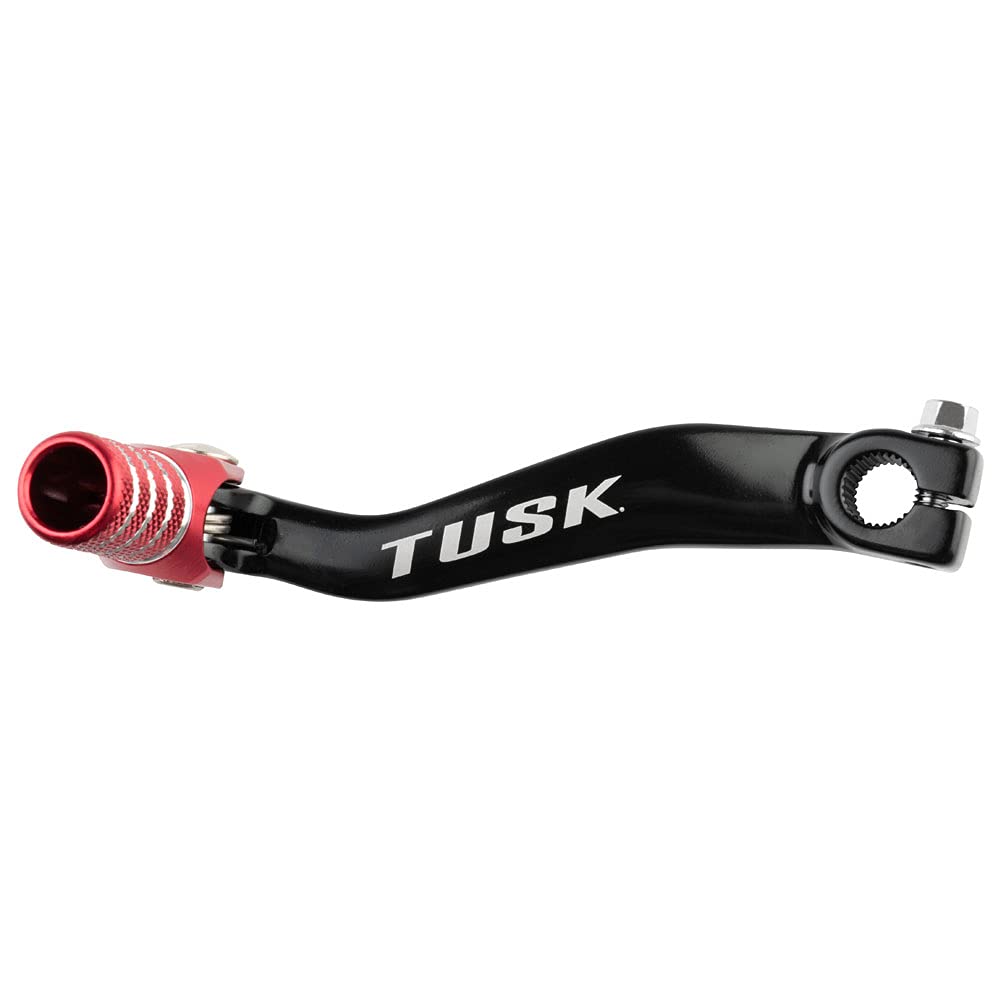 TUSK folding shift lever with black and red tip, side view for precise shifting.