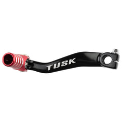 TUSK folding shift lever with black and red tip, side view for precise shifting.