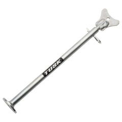 Tusk MotoCrutch showing adjustable height from 11 to 19 inches for precise maintenance clearance