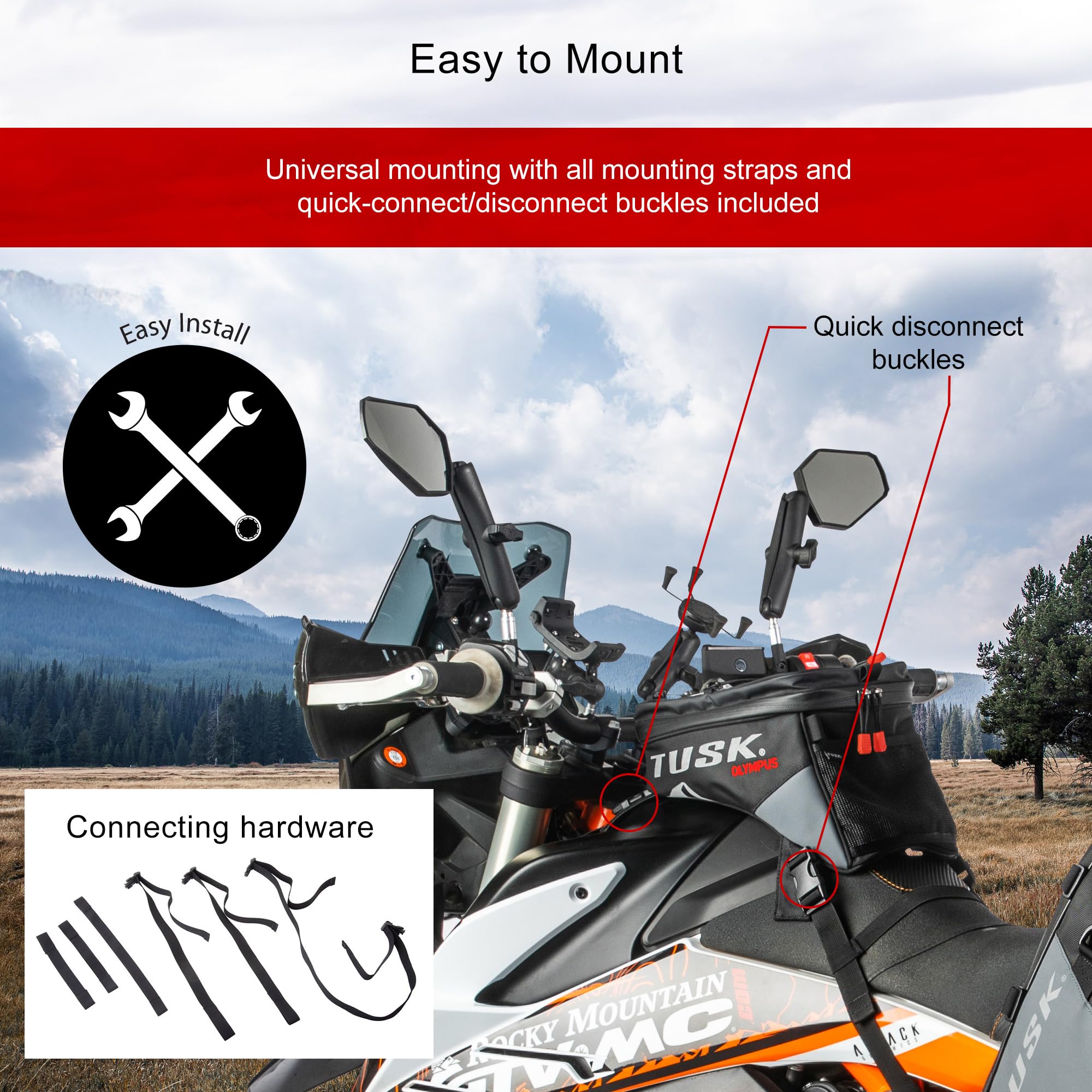 TUSK Olympus rain cover stored inside keeps gear dry in rain