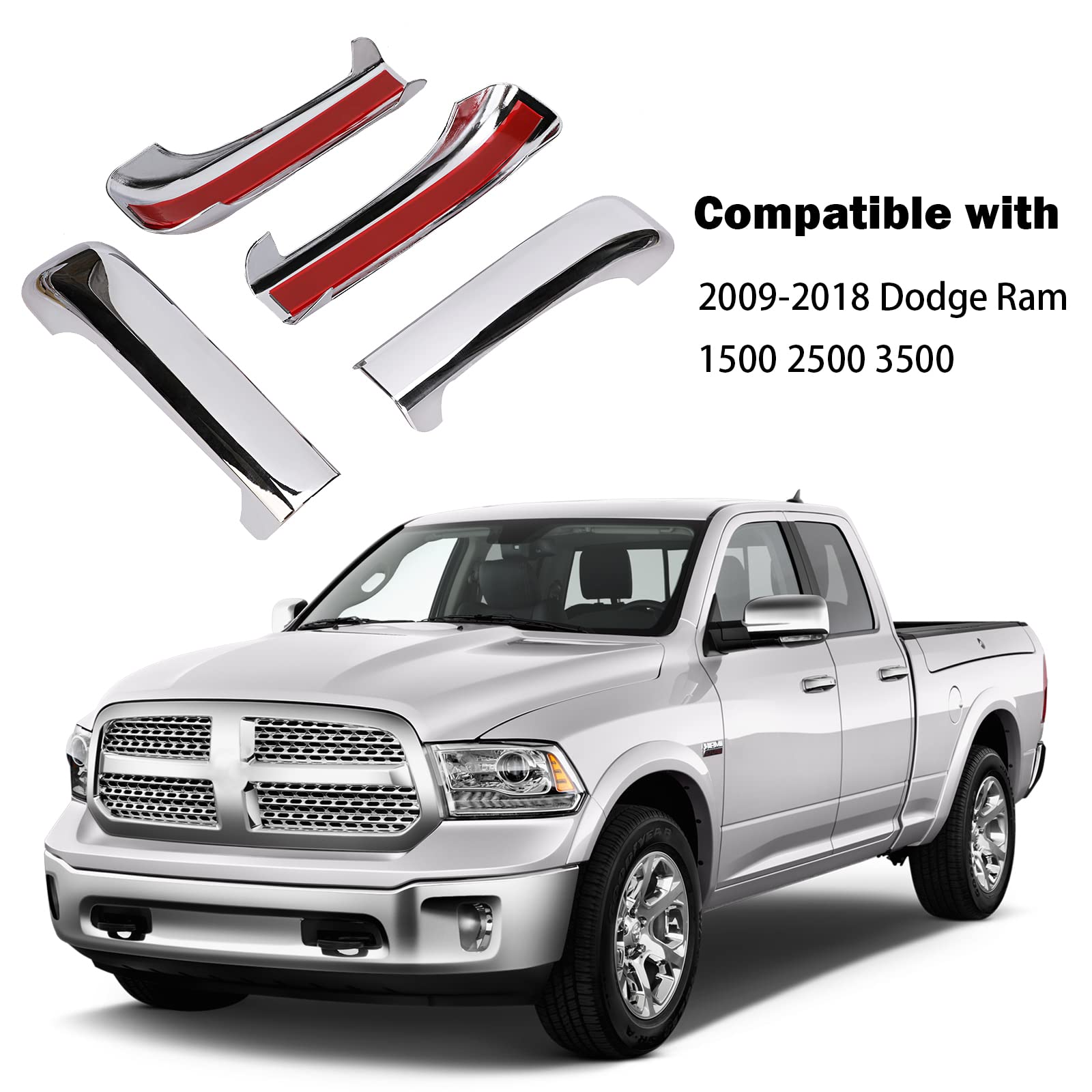 Tutor Auto chrome door handle covers on Dodge Ram 1500 driver-side view refreshed appearance