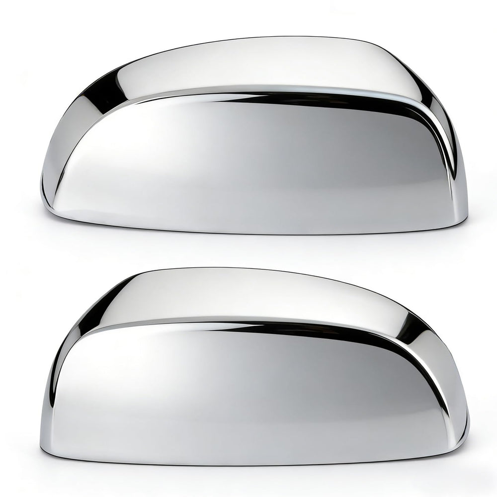Tutor Auto chrome side view mirror covers top half on Chevy Silverado adds gloss and protection