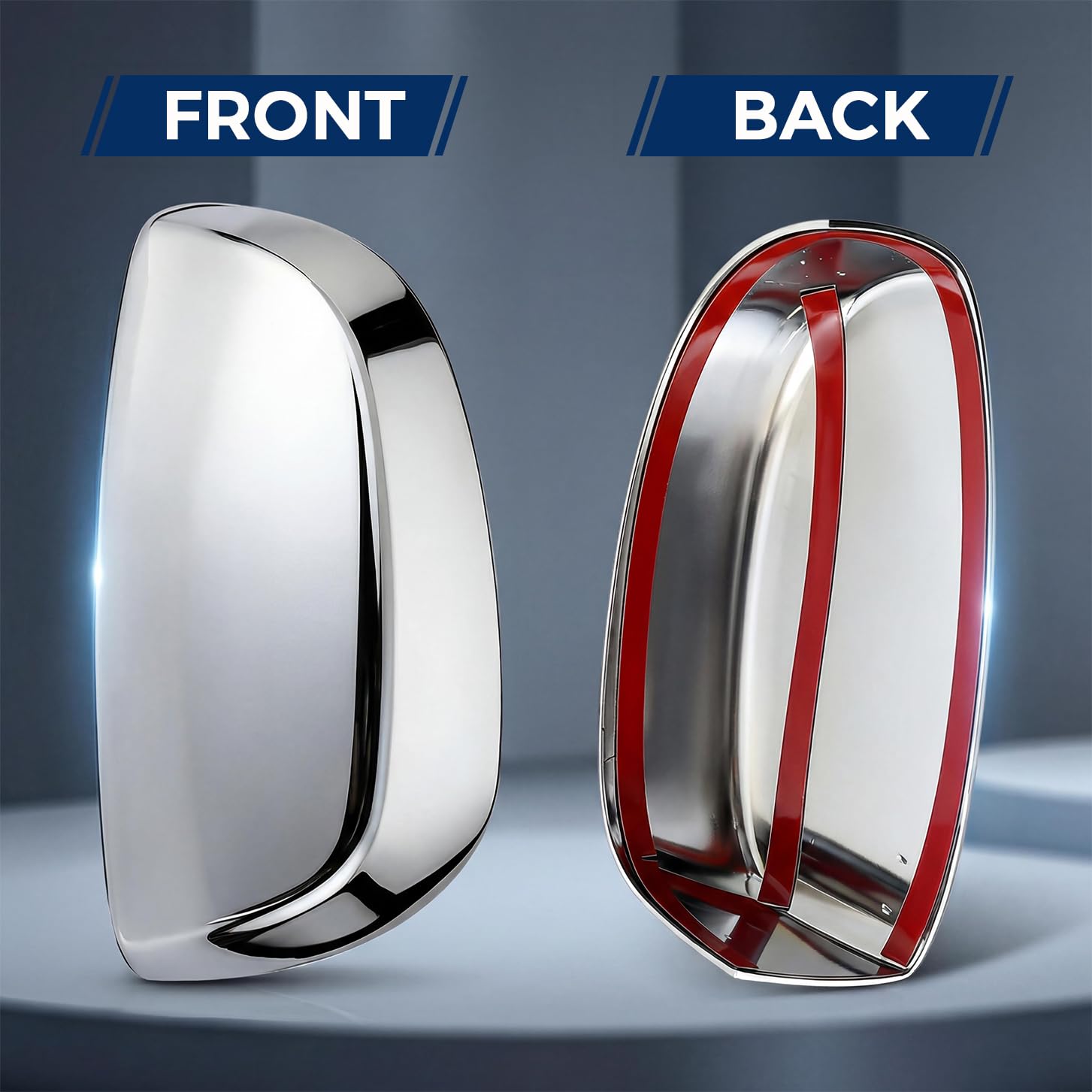 Tutor Auto chrome side view mirror covers top half on GMC Yukon XL weather-ready shine