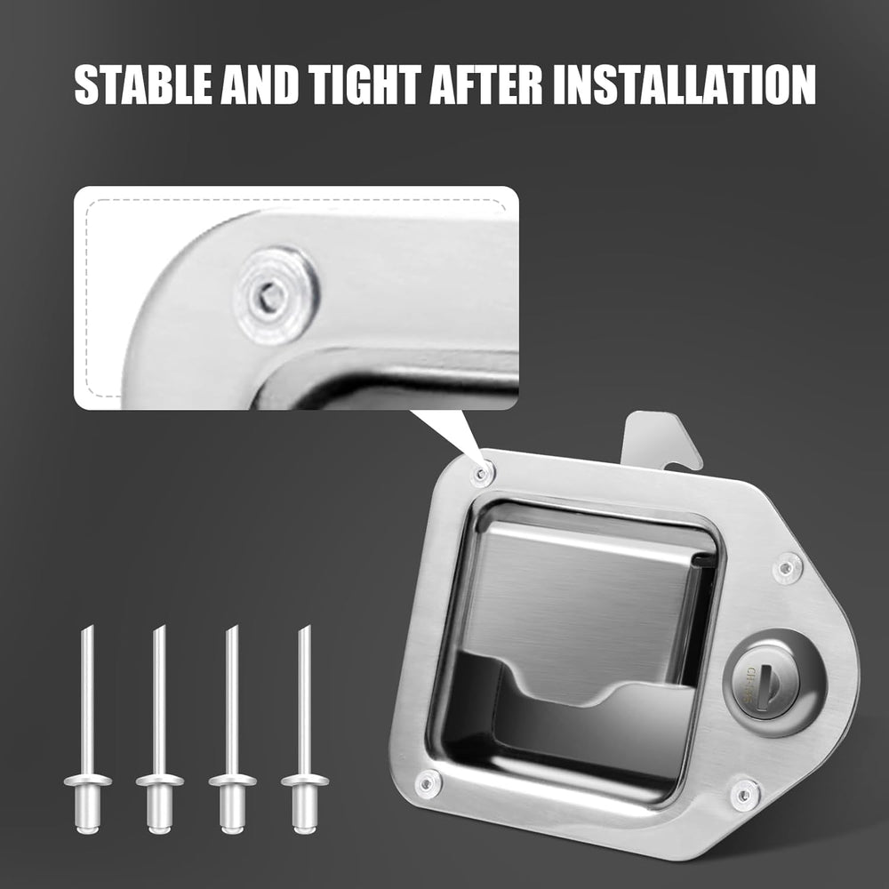 Tutor Auto package includes latch, gasket, keys, rivets.