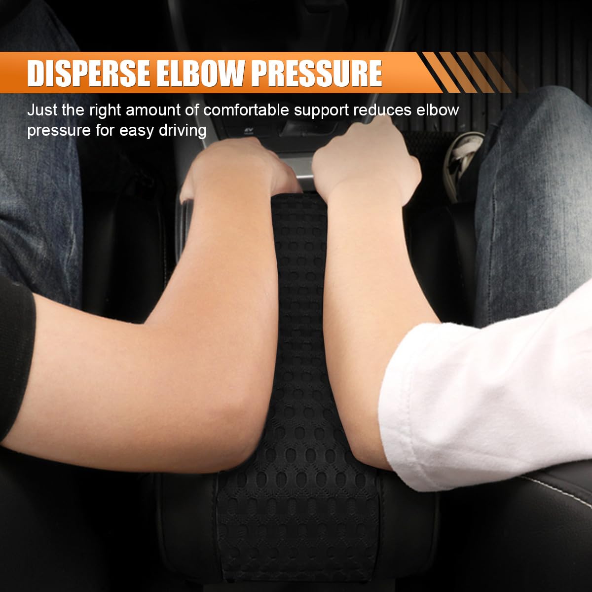 Tuxihapp wide-design armrest cushion fits driver and passenger.