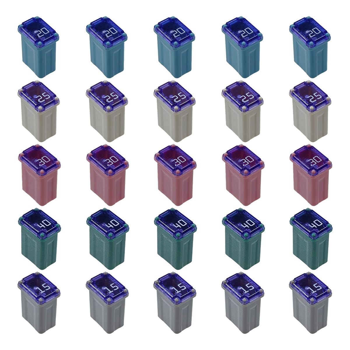 Tuxihapp square fuse 15A in kit, color-coded for quick identification and replacement.