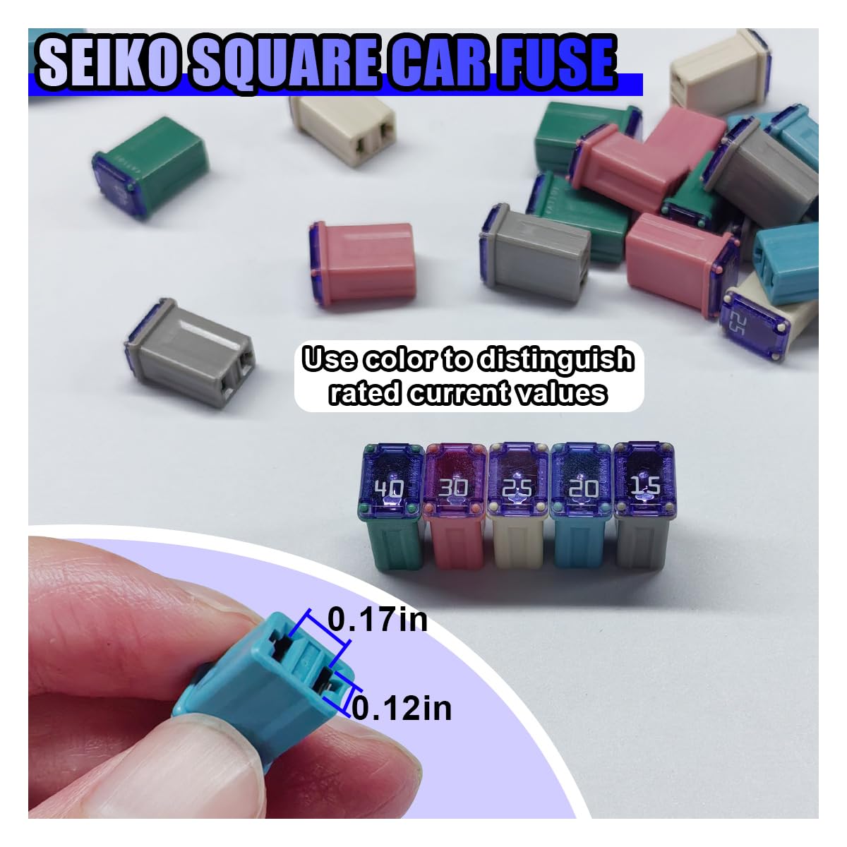 Tuxihapp square fuse 30A in kit, compact and ready for quick replacements.