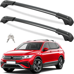Tuyoung roof rack crossbars installed on Tiguan-Taos, secure luggage on road trips.
