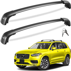 Tuyoung roof rack cross bars installed on Volvo XC90 for secure luggage transport.