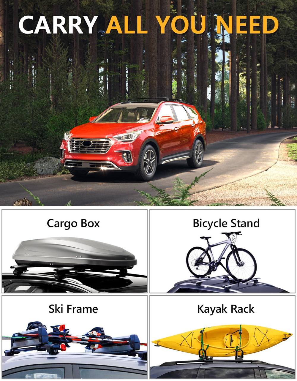 Supports up to 300 lbs for versatile cargo options.