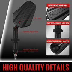 Tvitano Adventure Mirrors large glass expands field of view for safer lane changes.