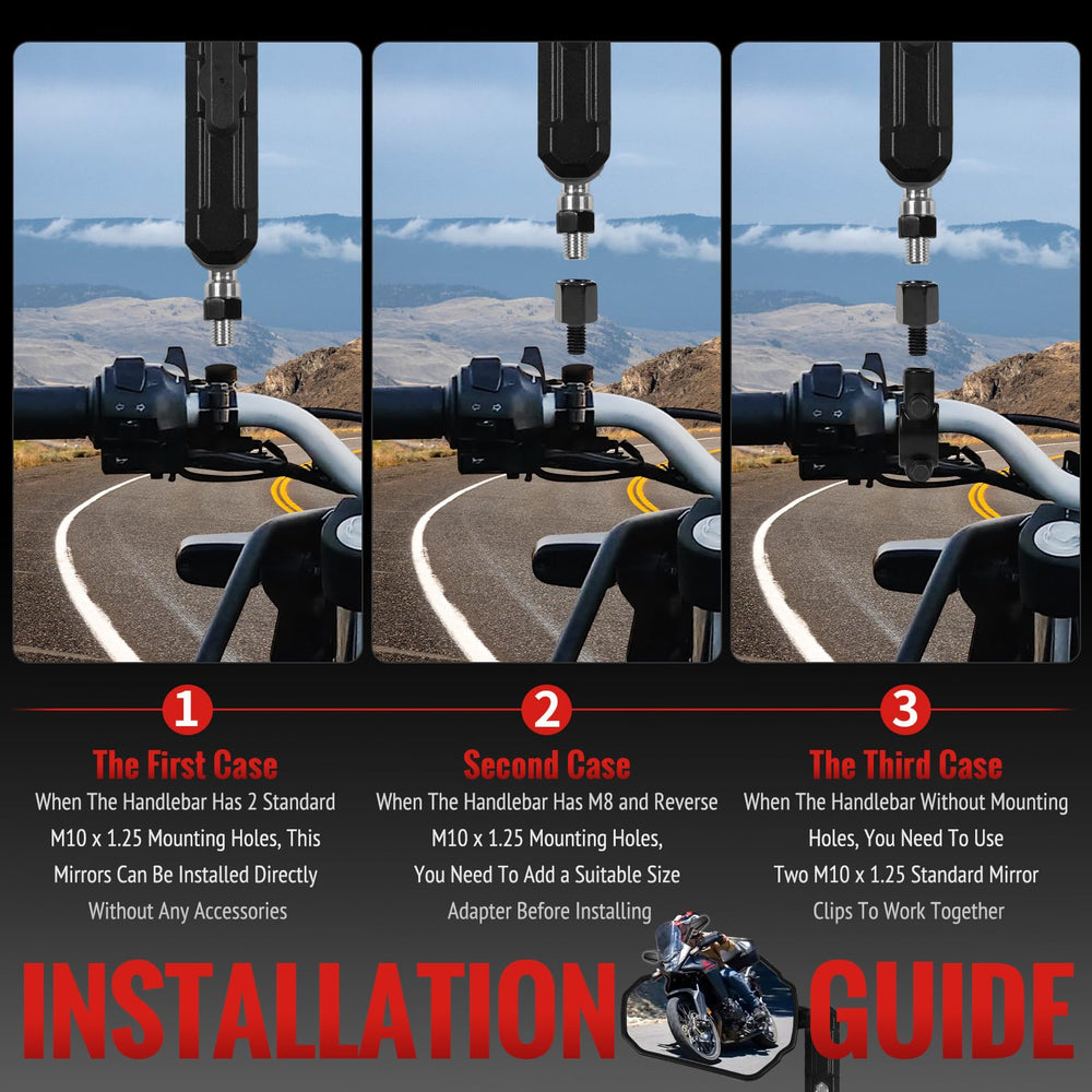 Tvitano tool-free install mirrors for quick setup on any bike.
