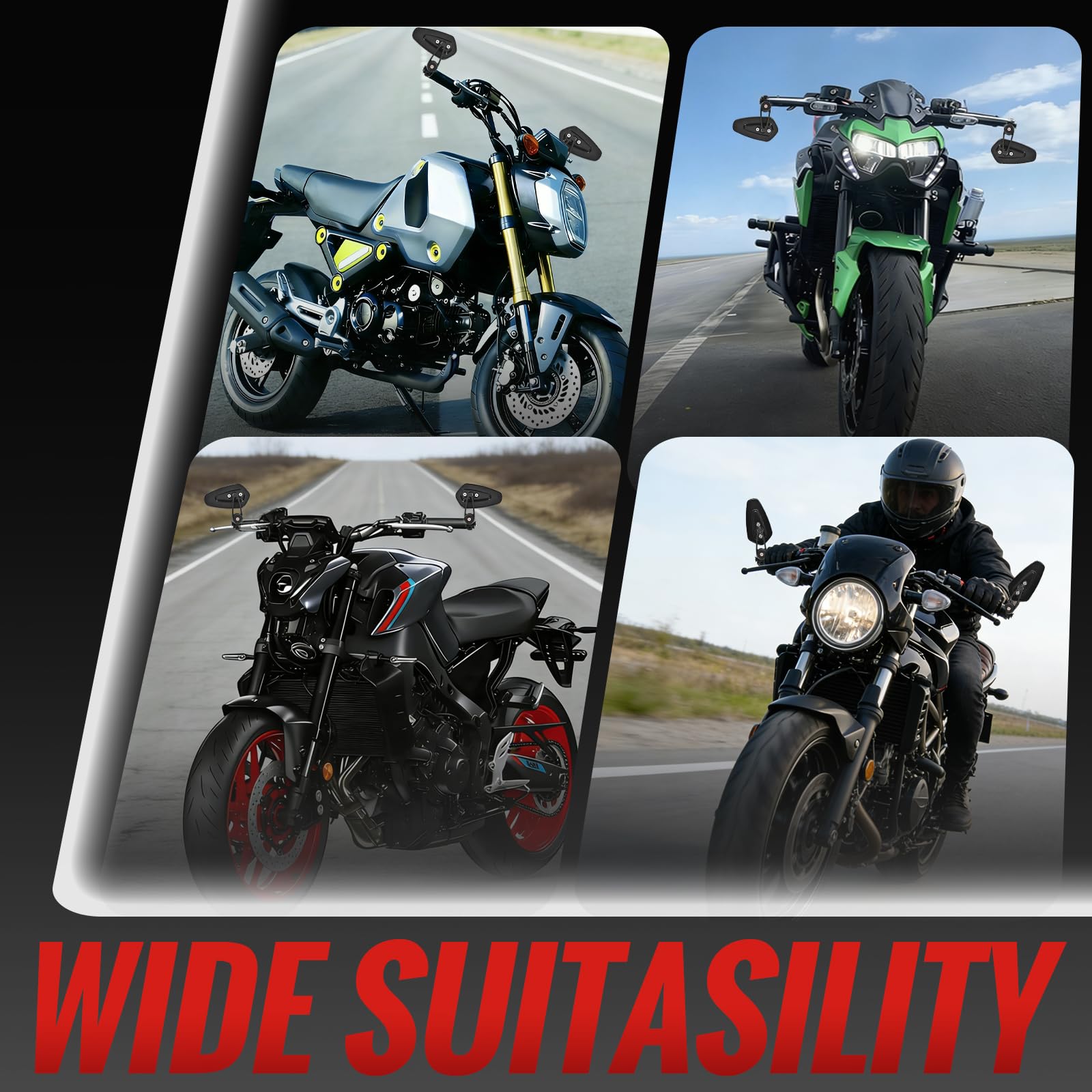 Tvitano SV650 bar end mirror offers clear rear view while riding