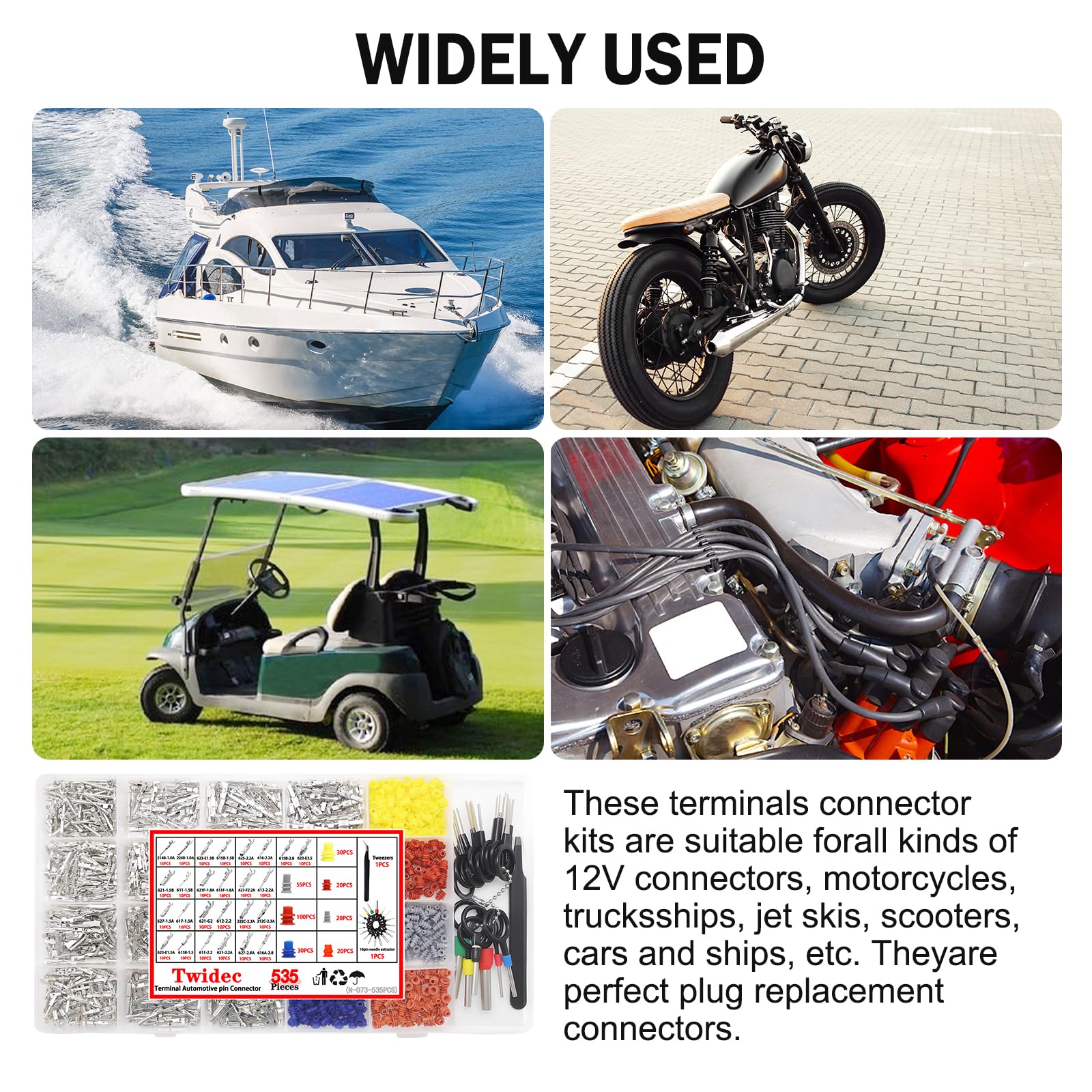 Twidec 535Pcs crimp tool enables crimping, stripping, and cutting efficiently.