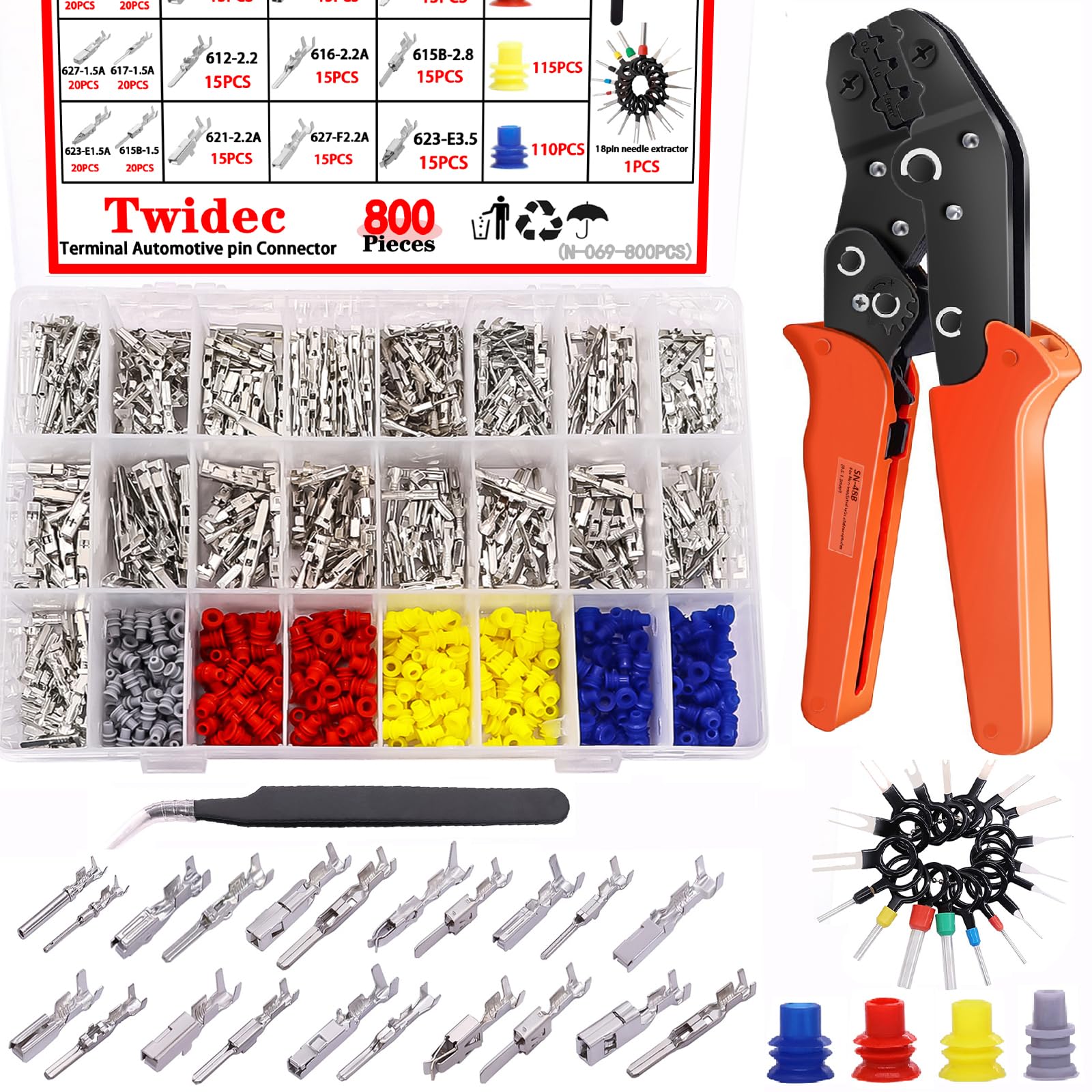 Twidec 800Pcs car terminal set collection for versatile 12V connections.