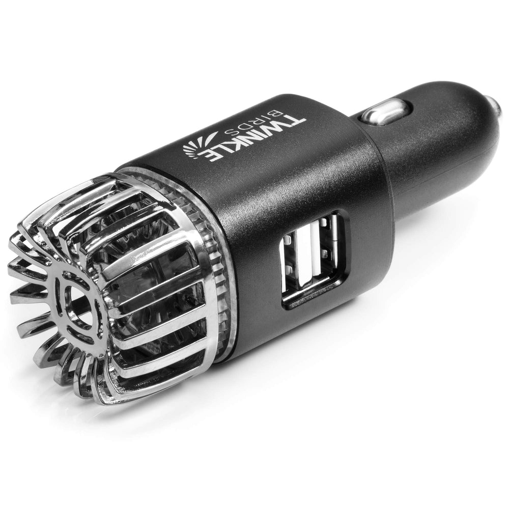 Twinkle Birds car ionizer in matte black purifies cabin air for a fresher ride