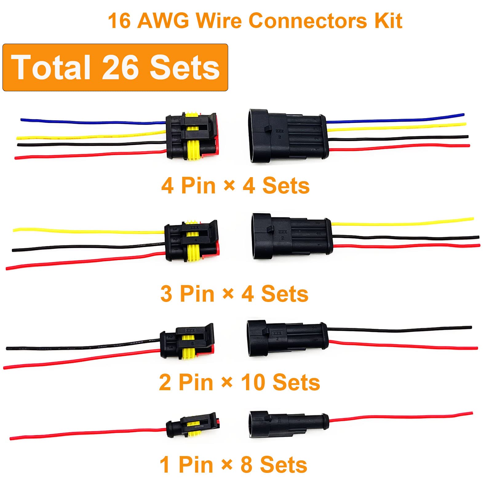 Twippo 16 AWG 1-pin waterproof connector, secure and quick-disconnect solution.