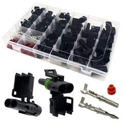 Twippo 20-kits 2-pin weather-pack connectors close-up with seals for automotive wiring.