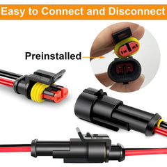 Twippo 2-pin quick disconnect close-up demonstrates secure latch and easy crimp connection.