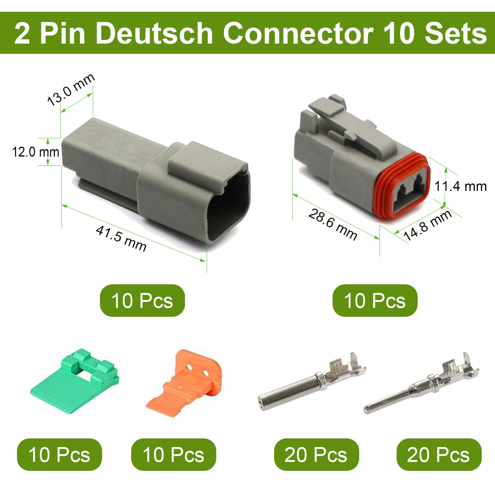 Twippo gray DT connector housing for rugged vehicle wiring protection.