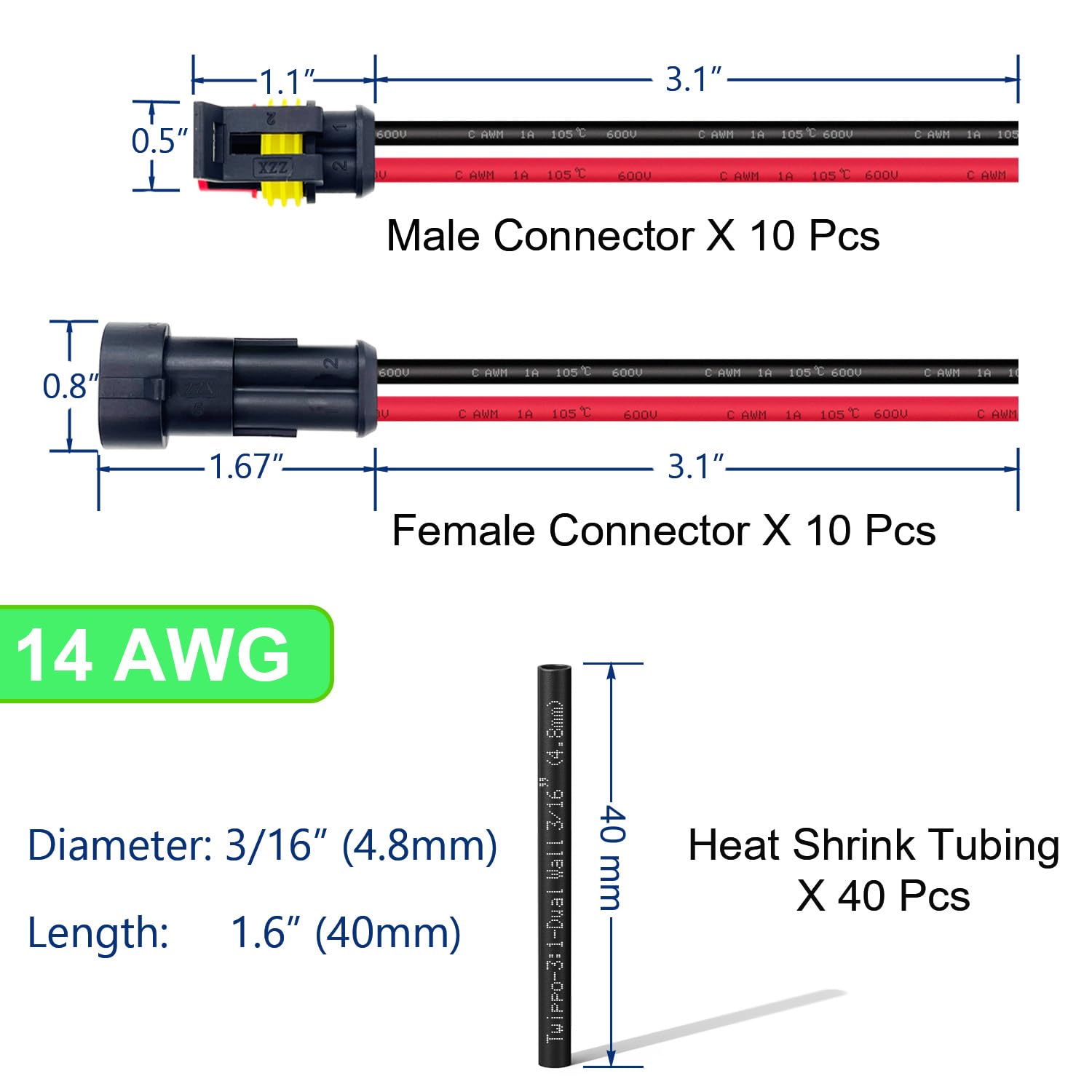 Twippo heat shrink tubing kit close-up with adhesive for sealed connections