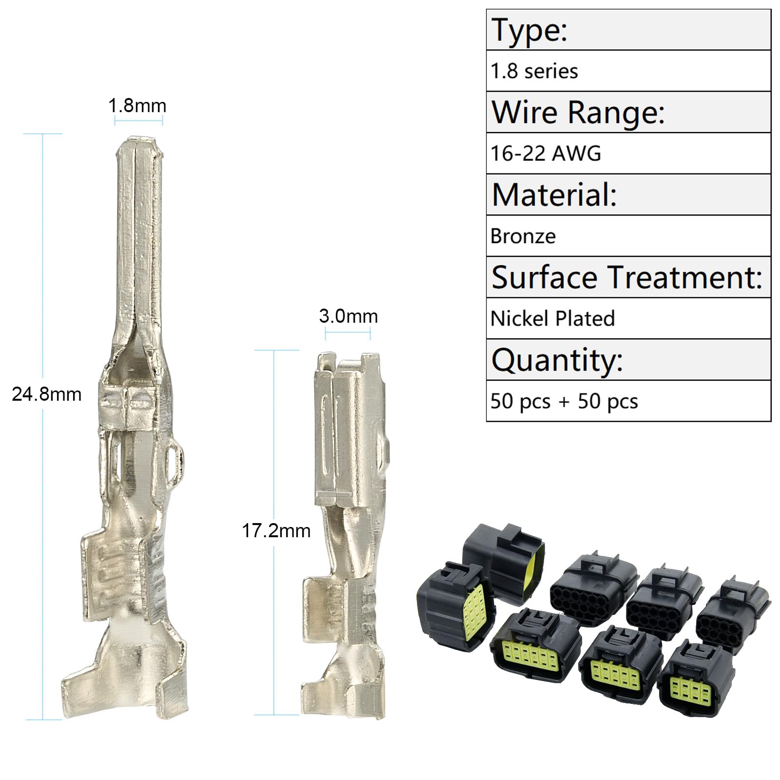 Twippo 2.8mm pin terminals close-up for heavy-duty wiring