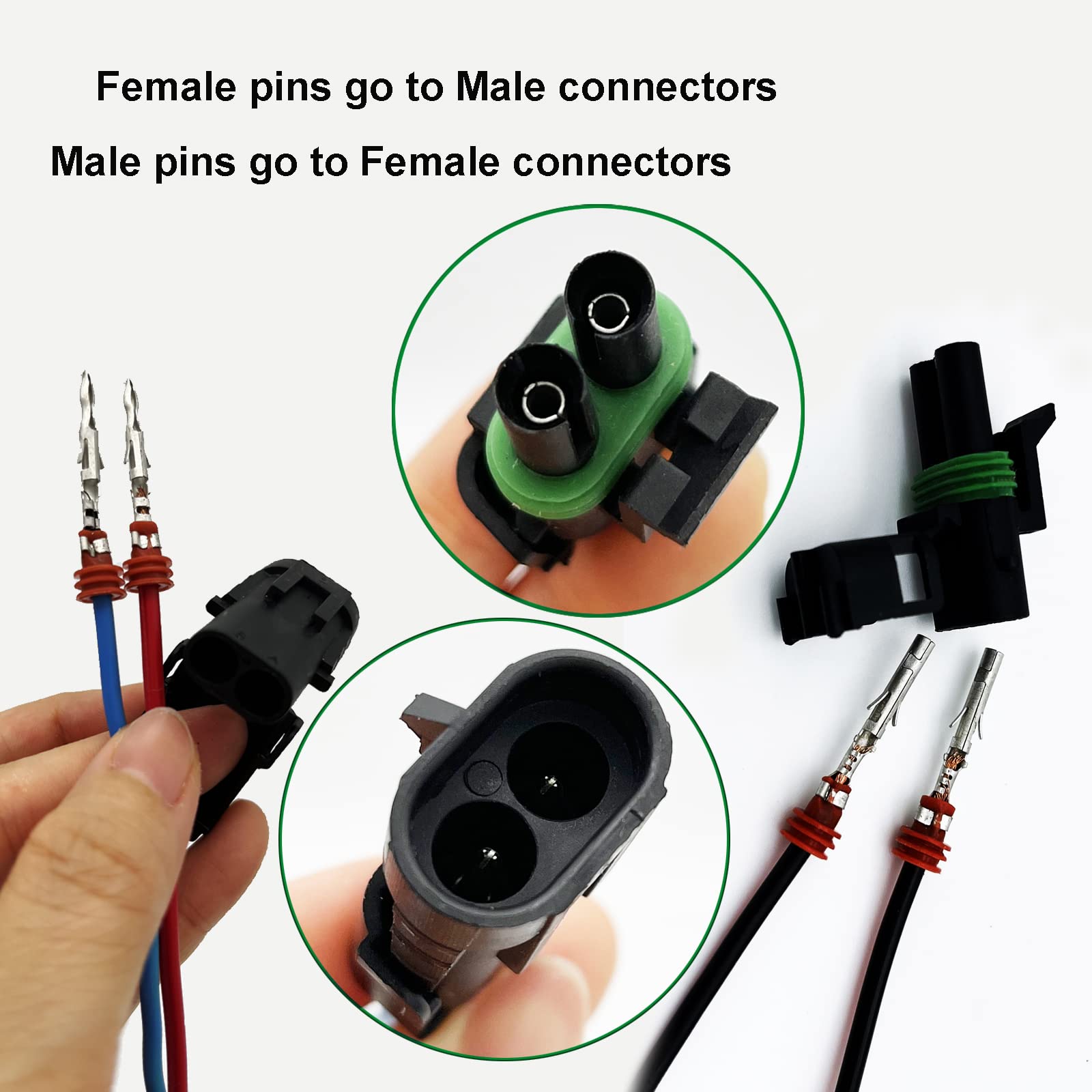 Waterproof and dustproof 2-pin connectors for rugged outdoor use.