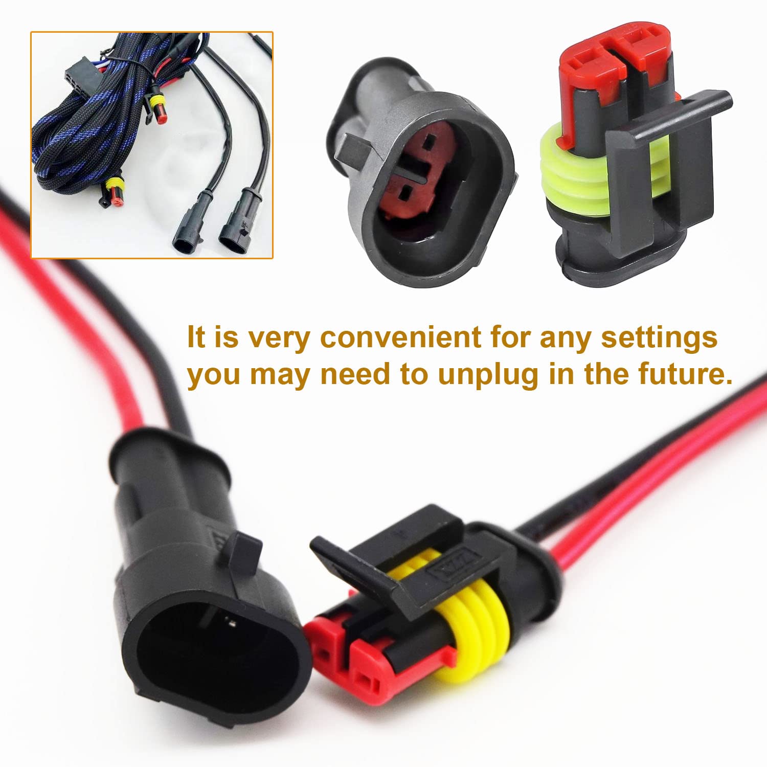 Twippo weather-pack 2-pin connector interior highlighting copper plating for conductivity