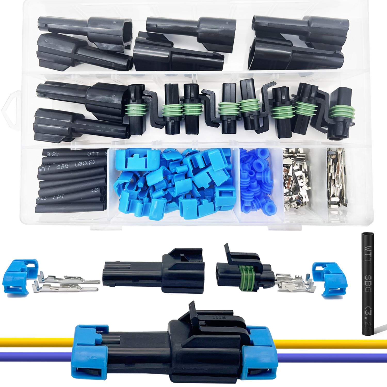 Twippo WeatherPack 2-pin connector kit box with components for easy installation