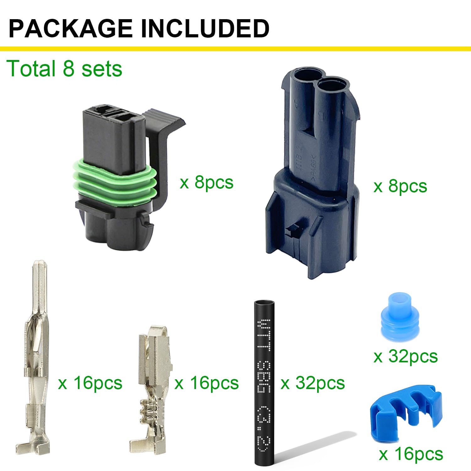 Twippo WeatherPack 2-pin connectors showing male and female contacts for secure connections
