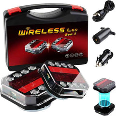 TWWFKK upgraded wireless trailer lights with magnetic base for quick mounting.
