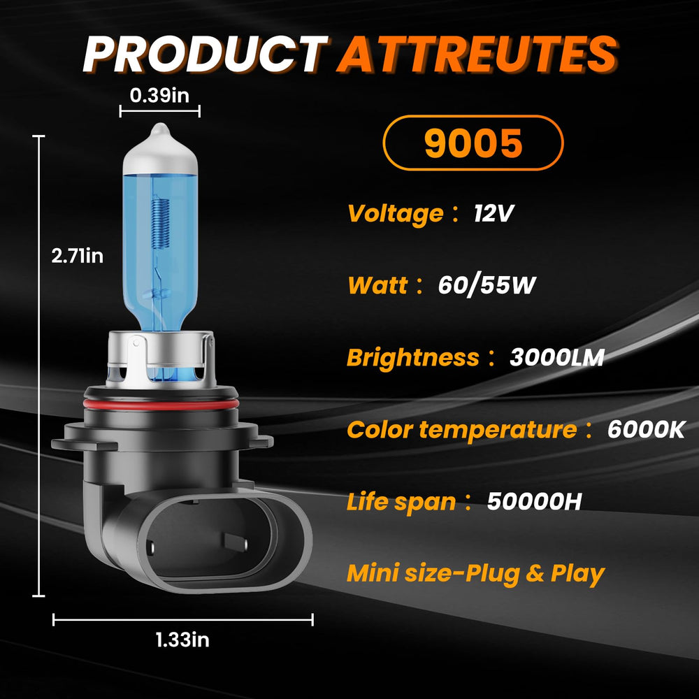 TXBILMOO 9006 low-beam bulbs deliver crisp 6000K light for clearer road perception.