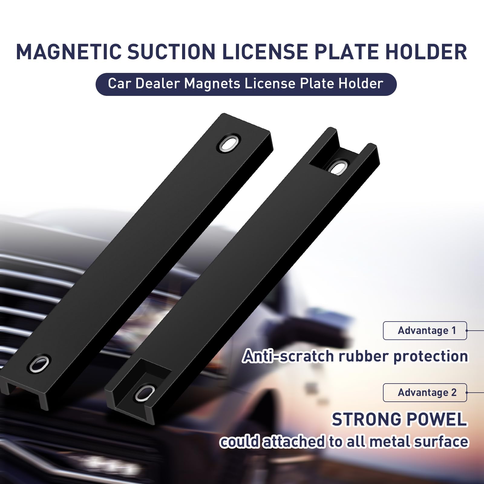 TXINBT magnetic license plate holder, side close-up, shows silicone coating for scratch protection.