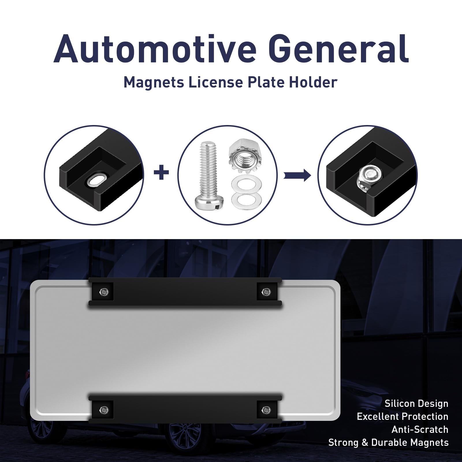 TXINBT magnetic license plate holder with silicone coating detail protects paint.