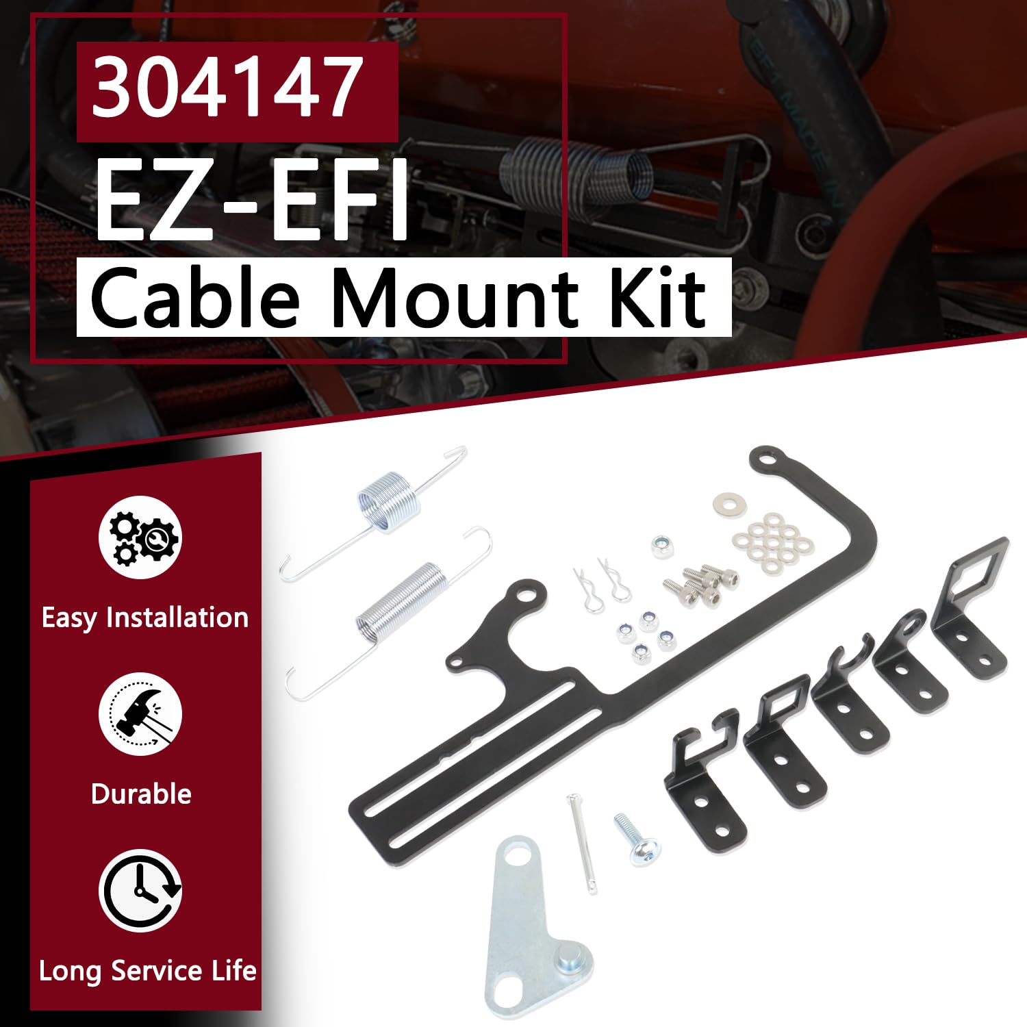 TXRXIZ EZ-EFI throttle cable kit installed for smooth engine response.
