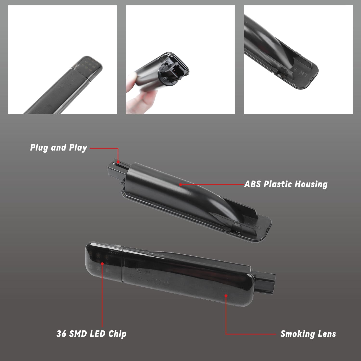 TXRXIZ interior door light assembled with smoked lens for a sleek look
