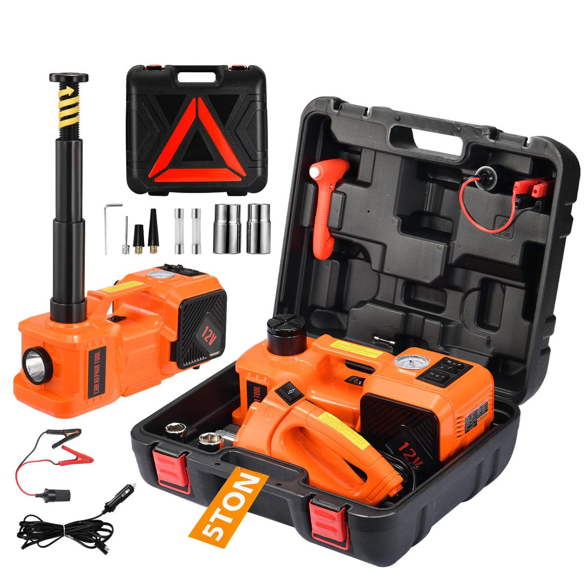 TYAYT 5-ton electric hydraulic jack lifting an SUV safely.