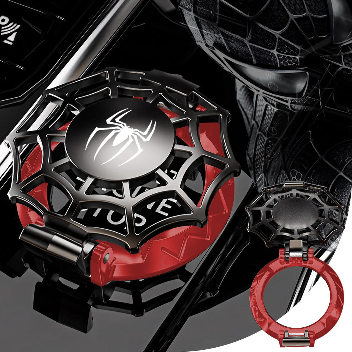 Tybasthe push start button cover with Spiderman design adds style and protection.