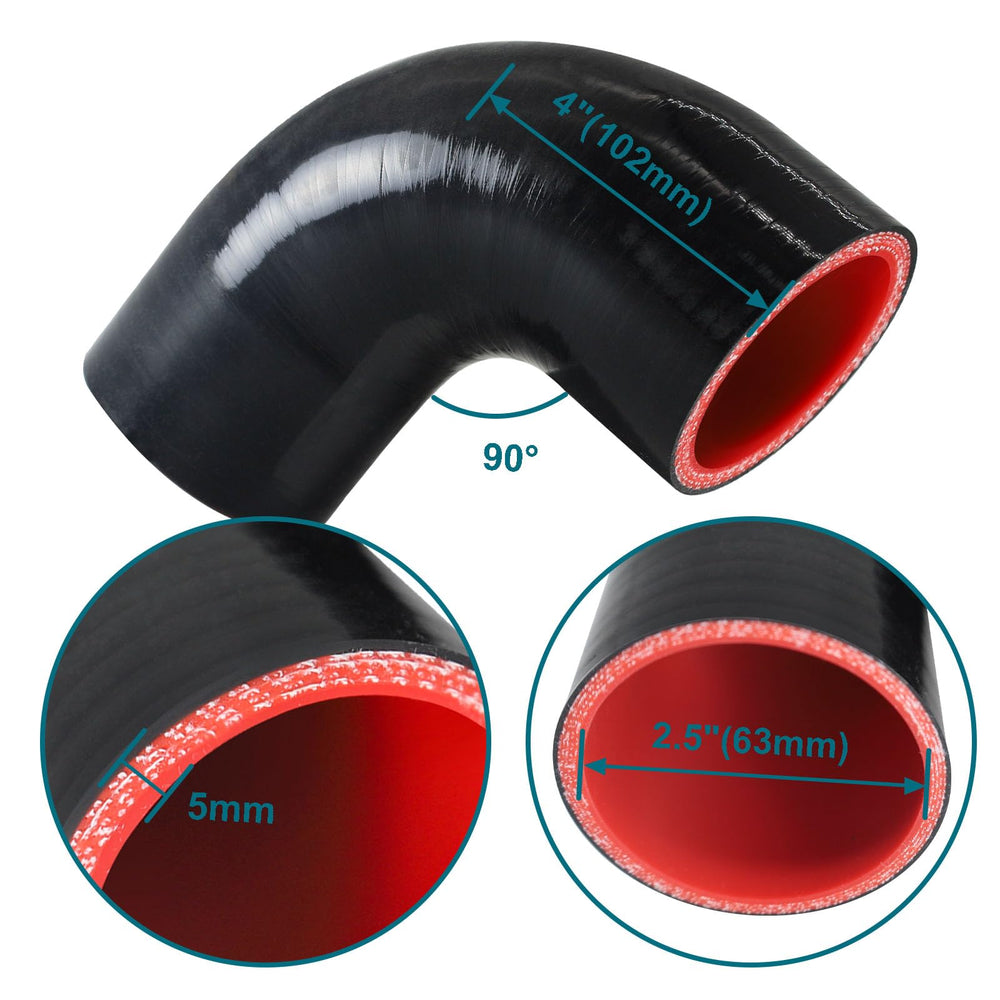 Tyeioms silicone hose coupler close-up showing 4-layer reinforced wall.