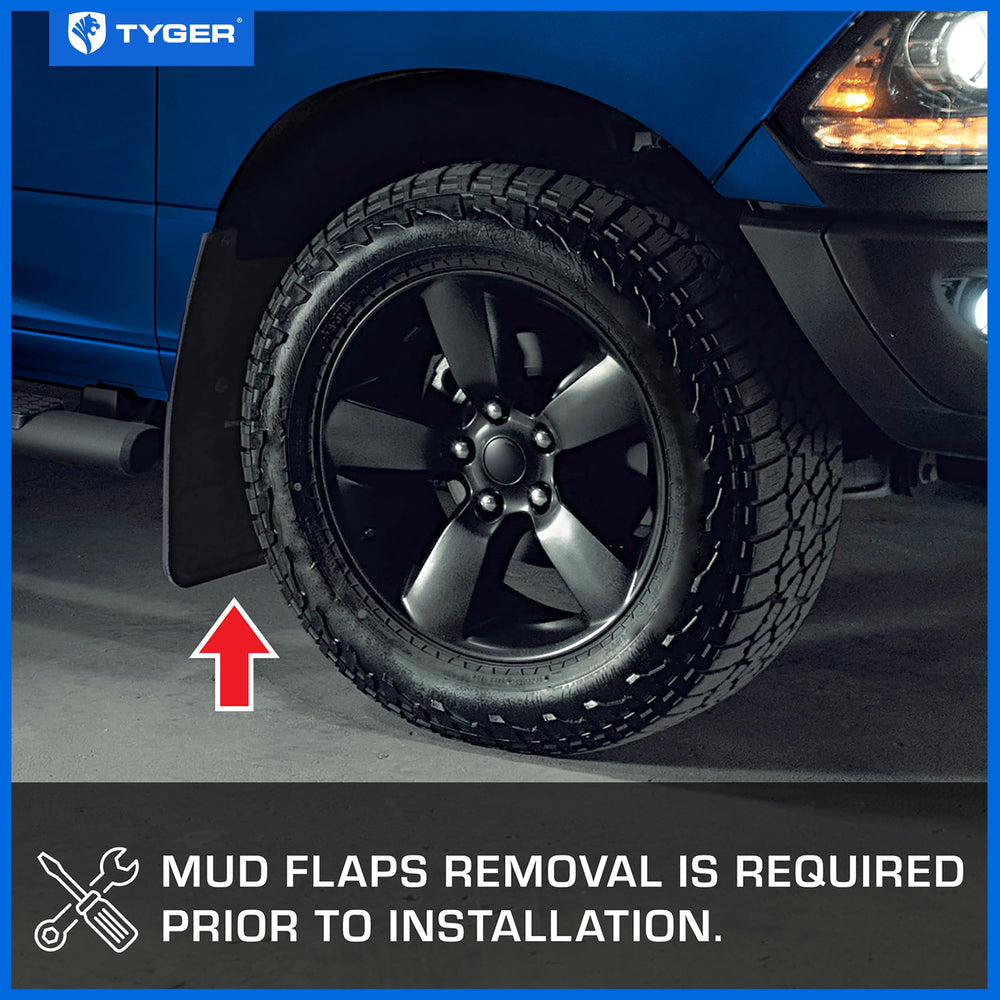 Tyger Auto fender flare rear-left angle highlights tire coverage and rugged styling.