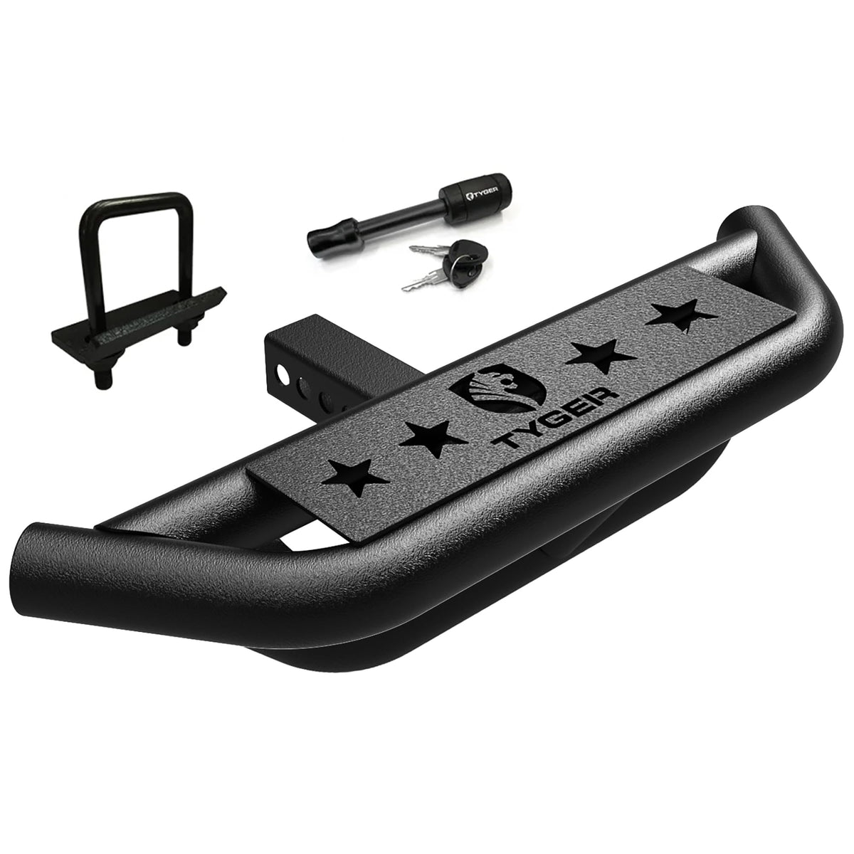 Tyger Auto Hitch Armor installation on a 2-inch receiver for easy storage access.