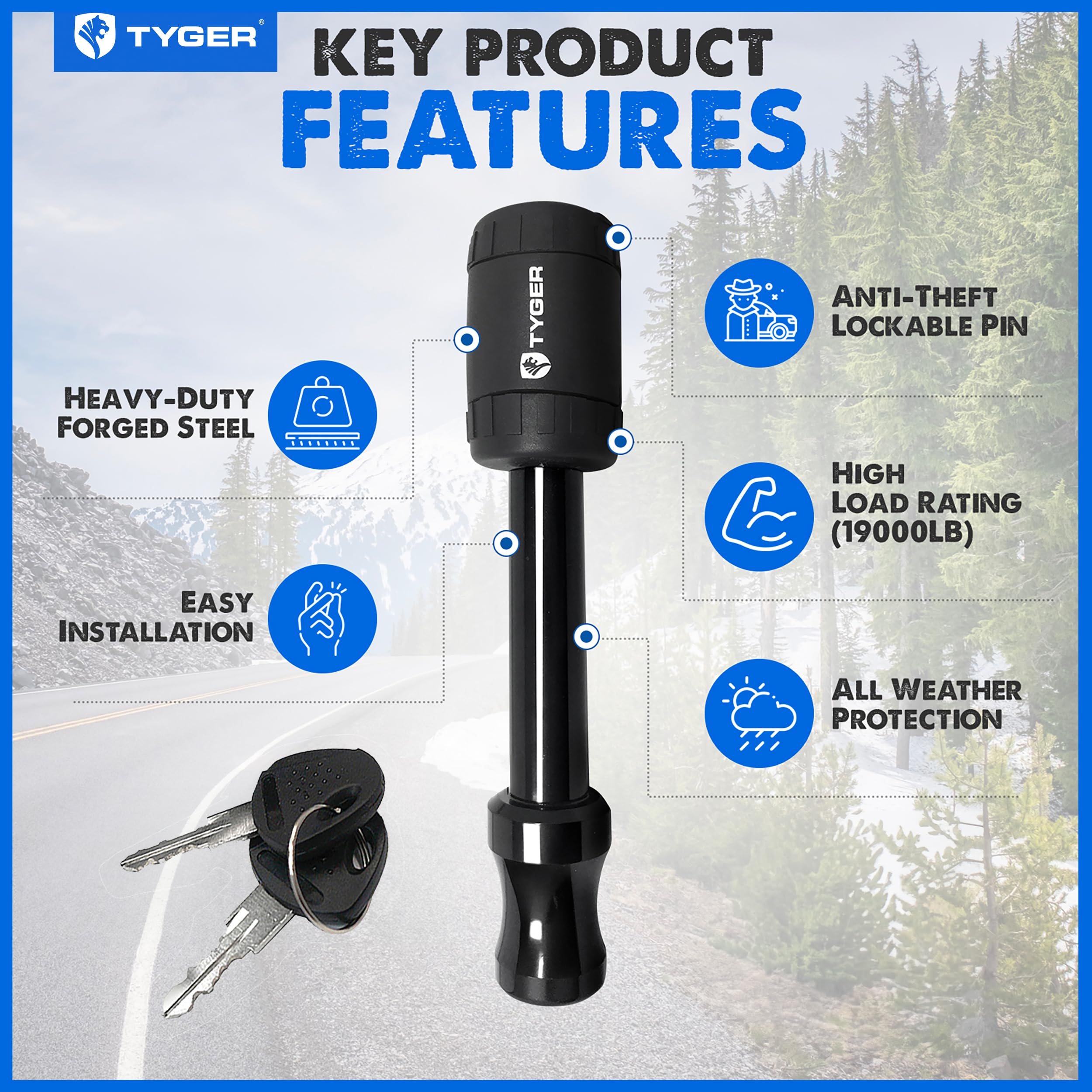 Tyger Auto 19,000 lb load rating supports tough towing requirements.