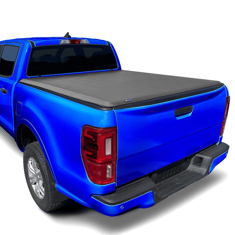 Tyger Auto T1 soft roll-up cover front view showing rugged weather protection and secure fit for Ford Ranger