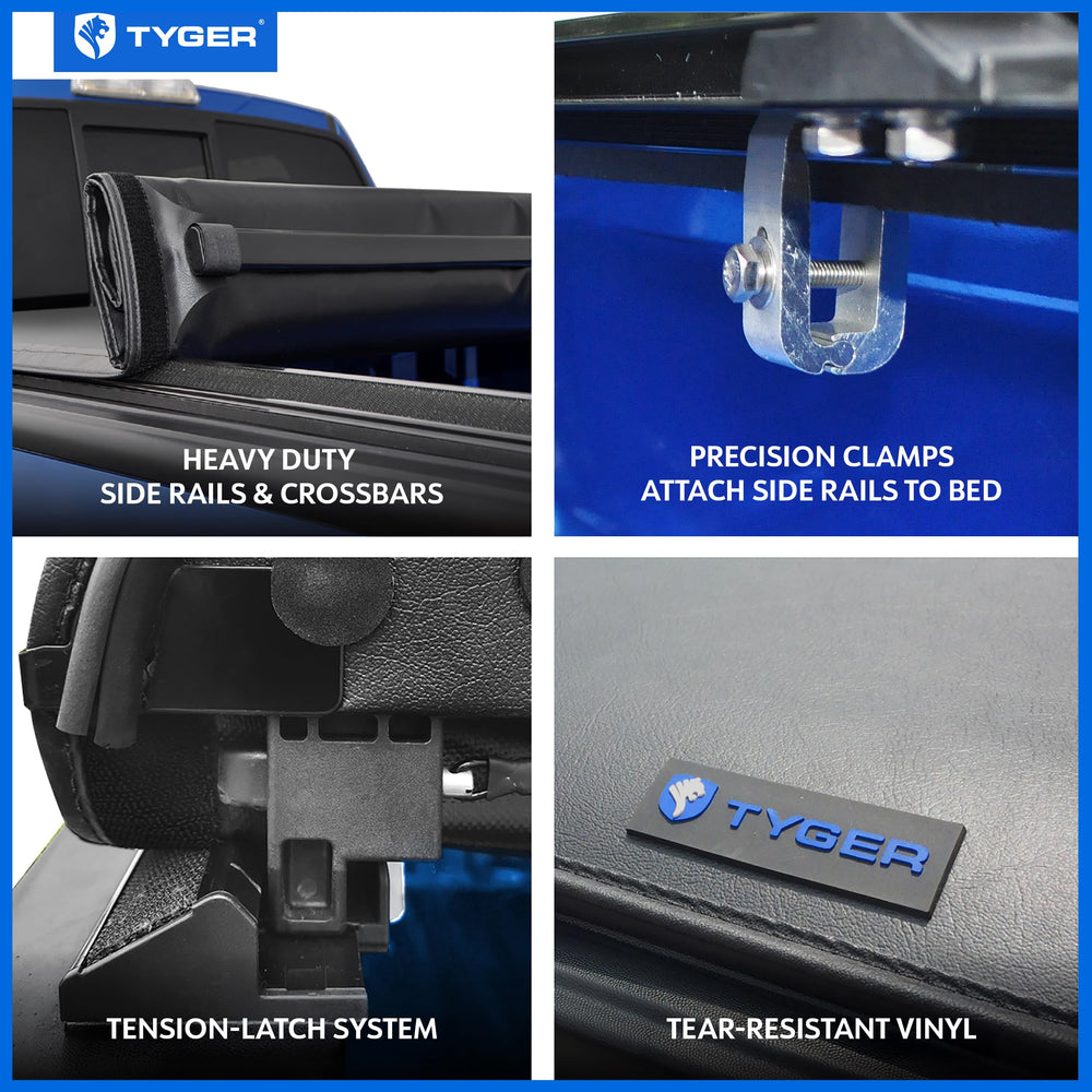 Tyger Auto T1 cover rails and clamps shown for sturdy mounting